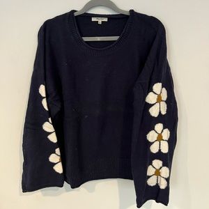 Navy madewell sweater with daisy accent